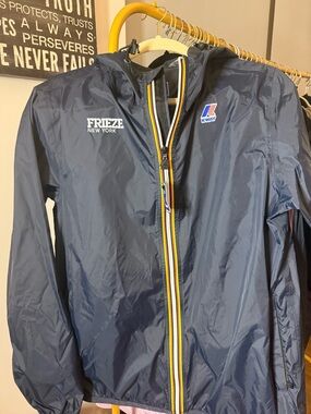 K-Way Navy Jacket with Blue and Orange Logo Accents